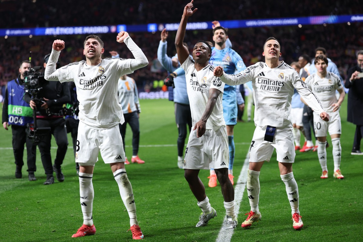 Real Madrid celebrations after eliminating Atlético Madrid (Photo by Thomas COEX / AFP)